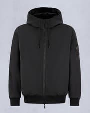 Image of MOOSE KNUCKLES ROLAND REVERSE HOODED FAUX FUR/SHELL JACKET BLACK L RRP £550 BNWT