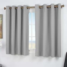 Image of SHORT Blackout Curtains Pair Ready Made Eyelet Ring Top Room Darkening Panels
