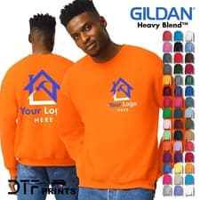 Image of Personalised Mens Gildan Sweatshirt Heavy Blend Custom Jumper Pullover Work Top