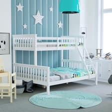 Image of Triple Sleeper Bunk Bed Solid Wood Frame Childrens Kids Double & Single 4FT6 3FT