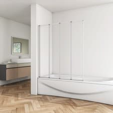 Image of Quality 2/4/5 Fold Bath Shower Screen Bathroom Glass&Aluminum Door Screen Panel