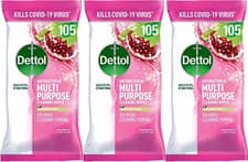 Image of Dettol Multipurpose Surface Cleaning Wipes Pomegranate and Lime 3 x 105 Wipes