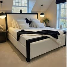 Image of Ottoman Storage Gas Lift panel Bed Frame Velvet Upholstered Double King Size