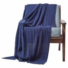 Image of Cotton Cable Knit Throw, Blue, Grey, Green, Pink, Natural, Chocolate
