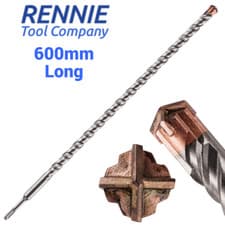 Image of SDS Plus Hammer Drill Bits 600mm Long Cross Tip 4 Cutter Turbo Tip 10mm - 26mm