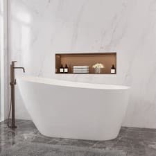 Image of Luxury Bathroom Freestanding Double Ended Bath White Acrylic Bathtub 1500x720mm
