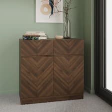Image of GFW Catania Narrow Compact Sideboard Cabinet Unit With 2 Storage Drawers & 2