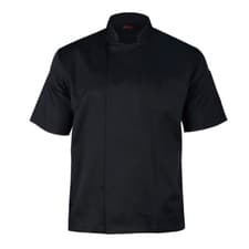 Image of Chef Jacket Black Short Sleeve Professional Kitchen Wear Poly Cotton UK