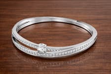 Image of Swarovski Hyperbola Silver Two Band Bangle