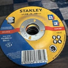 Image of Stanley Depressed Centre Metal Grinding Disc 115mm Pack of 1