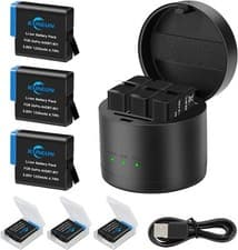 Image of 3Pack Hero 8 Battery + USB LED Storage Fast Charger For Gopro Hero 8/7/6 Black