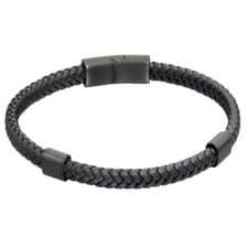 Image of Fred Bennett Mens Bracelet B5322 - Black Recycled Leather RRP £36.00