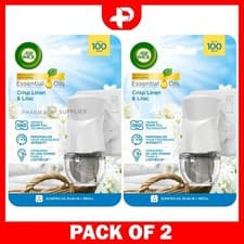 Image of Air Wick Plug In Air Freshener Kit Essential Oils Linen & Lilac 19ml Pack of 2
