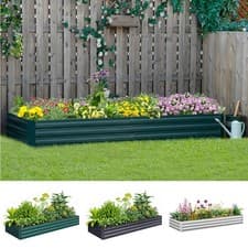 Image of Galvanised Steel Raised Garden Bed Outdoor Planter Box with Open Bottom