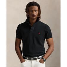 Image of Polo Ralph Lauren Men's Custom Slim Fit Mesh Black Polo Shirt