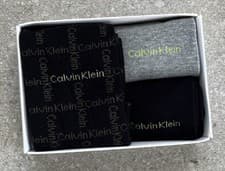 Image of Calvin Klein 3 Pairs of Mens Black Grey Crew Socks UK Size 7-11 New in Gift Box.