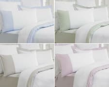 Image of Duvet Cover Bedding Set Cambridge Border Stripe 100% Egyptian Cotton TC 200
