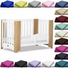 Image of 200 THREAD COUNTS PLAIN FITTED COT BED SHEETS COTTON COVER BABY ROOM BEDDINGS