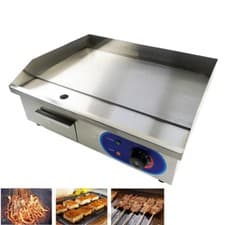 Image of Electric Griddle Commercial BBQ Grill Flat Hotplate 3KW Bacon Countertop UK 55cm