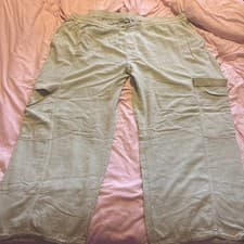Image of ASOS Curve Sz 30 Light Green Linen Loose Trouser