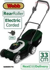 Image of new WEBB Mains Corded Electric Roller Lawnmower 13"/33cm WEER33RR 5055661905404
