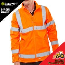 Image of Beeswift Hi Viz Soft Shell Jacket Waterproof Windproof Zip Pockets EN ISO 20471
