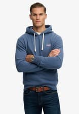 Image of Superdry Hoodie Overhead Long Sleeve Pullover Essential Logo Hoody Indigo Blue