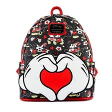Image of LOUNGEFLY MICKEY AND MINNIE HEART HANDS MINI BACKPACK - DISNEY - WDBK2061 - NEW