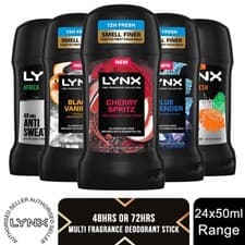 Image of Lynx Deodorant Stick 50ml 24 Pack Mens 72H Freshness Anti Perspirant