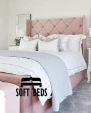 Image of Plush Velvet Wing Back Olivia Bed Frame, Upholstered Bed With Storage Option