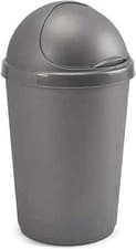 Image of New 50 Litre Bullet Bin Rubbish Waste Litter Bins Kitchen Dustbin Flap Lid Grey