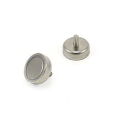 Image of N42 Neodymium Pot Magnet - 20mm dia x 7mm thick with M4 stud - 15.8kg Pull