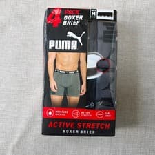 Image of Puma Men's 4-Pack Boxer Brief M (32-34") Active Stretch Black Sport Underwear