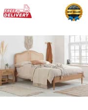 Image of Birlea 135cm Leonie Rattan Bed Oak Double Bedroom Furniture