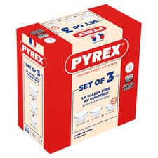 Image of Pyrex Bowls Set Glass 3 Mixing Bowl Dish Ovenware Fridge Freezer Microwave NEW