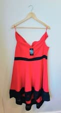 Image of Red and Black Bardot Mesh Skater Dress from the British fashion brand Quiz.