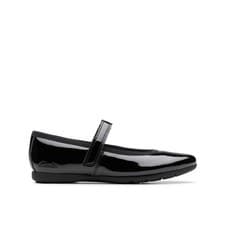 Image of Clarks Dance Wish Girls Black Patent School Shoe