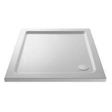 Image of Shower Tray Walk In Slimline Enclosure Rectangular Stone Resin White 1000 x800mm