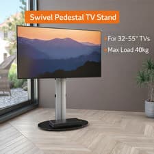 Image of AVF Eno Swivel Pedestal TV Stand for 32-55" TVs with Glass Base