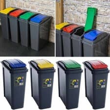 Image of 25L Plastic Bin Indoor Recycling Waste Container With Lid Kitchen Home & Office