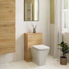 Image of 500mm Bathroom Back To Wall BTW Toilet Soft Close Furniture Unit Modern Oak