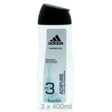Image of ADIDAS ADIPURE PURE PERFORMANCE SHOWER GEL BIG 400ML BOTTLE 3 PACK