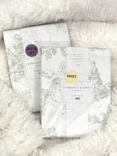 Image of 7pc Cabbages & Roses COUNTRY TOILE SAGE GREEN Queen Sheet & Duvet Cover Set NWT!