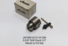 Image of JACOBS Chuck 6214D 2A 0-3/8" Bit Capacity 2JT Taper Mount Drill Chuck & Key Set