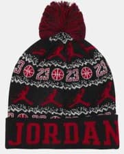 Image of NIKE AIR MICHAEL JORDAN 23 ADULTS BOBBLE BEANIE HAT JUMPMAN UNISEX BLACK/ SAIL