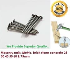 Image of Masonry nails. Metric. brick stone concrete 25 30 40 50 60 & 75mm