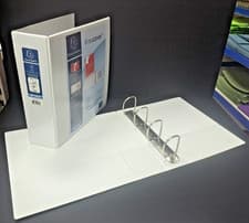 Image of 2x A4 WHITE 4 D RING 65mm PRESENTATION BINDERS FILE FRONT SPINE POCKET EXACOMPTA