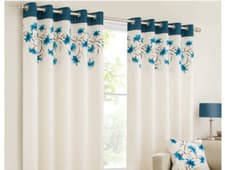 Image of Floral Curtains Ring Top Fully Lined Eyelet LILY Black Red Teal or Purple