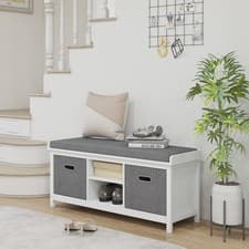 Image of Shoe Storage Bench with Seat, Shoe Storage Bench with Drawers Adjustable Shelf