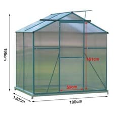 Image of 4x6 6x6 8x6 10x6 ft Walk-In Greenhouse Garden Polycarbonate Greenhouse Aluminium